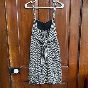 Black and White Gingham Tie-Waist Sundress